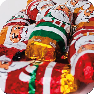 Foiled Chocolate Santas